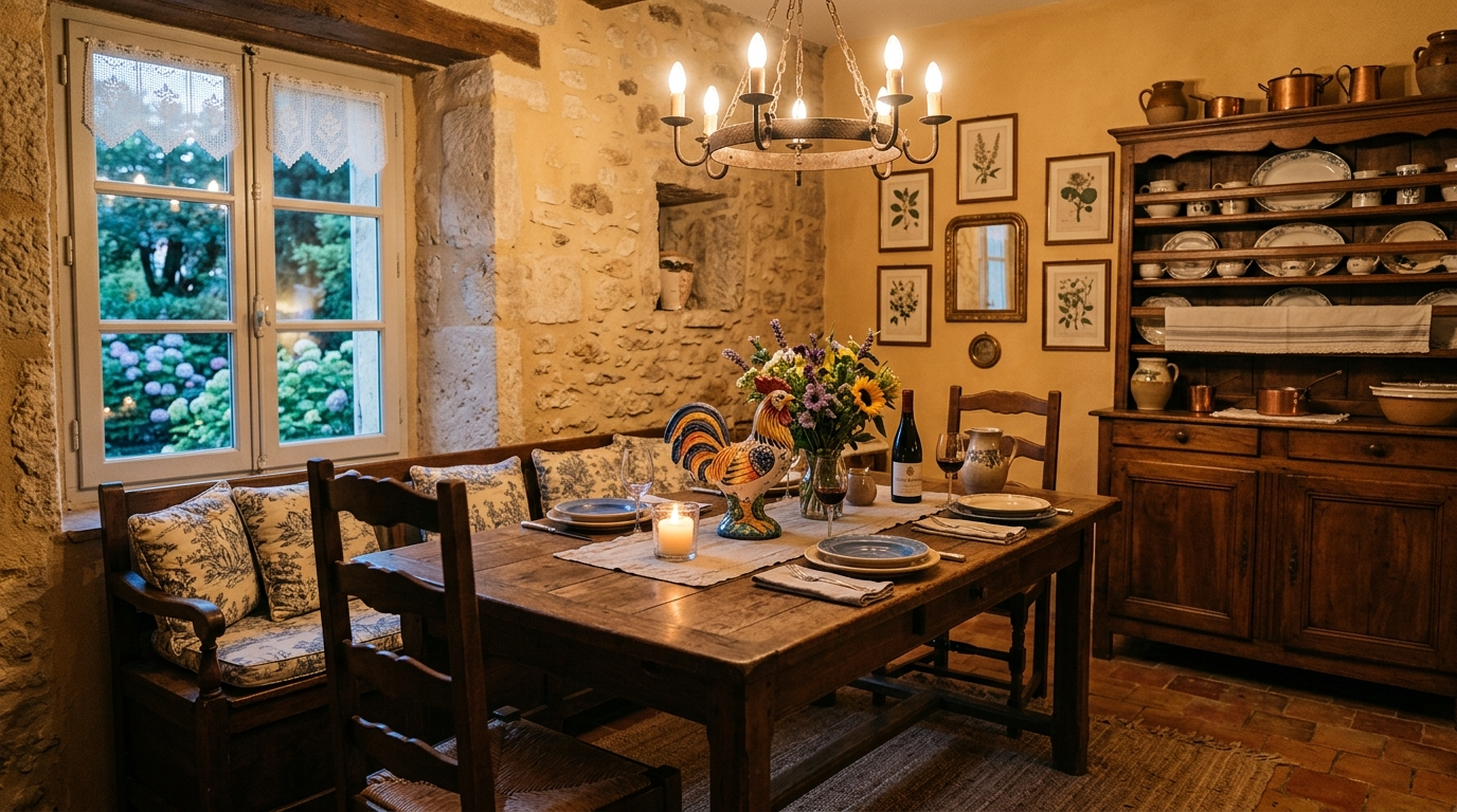 Add a subtle patterned textile that supports the theme